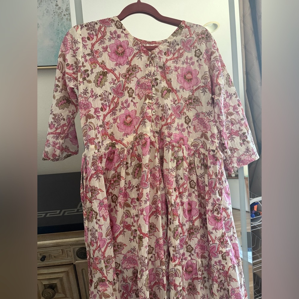 Elegant Floral Pink Maxi Dress